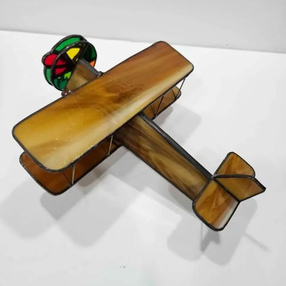 kaleidoscope Decorative Stained Glass Biplane Model